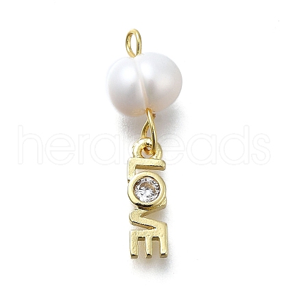 Brass Micro Pave Cubic Zirconia Pendants KK-B132-04G-1