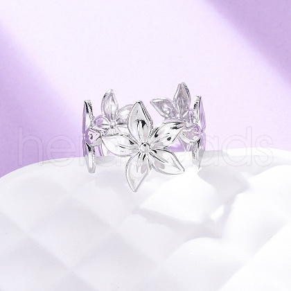 Brass Adjustable Open Cuff Rings for Women RJEW-R021-02P-1