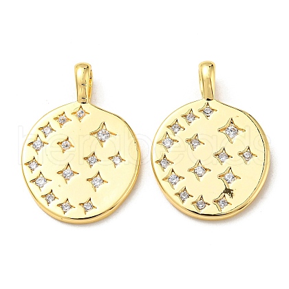 Brass Micro Pave Cubic Zirconia Pendants X-KK-Q809-06G-1