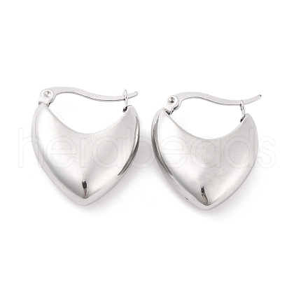 304 Stainless Steel Chunky Heart Hoop Earrings for Women EJEW-F280-11P-1