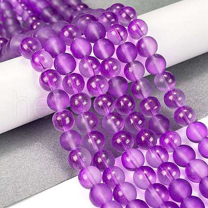 Frosted Transparent Glass Bead Strands X1-GLAA-P065-8mm-15-1