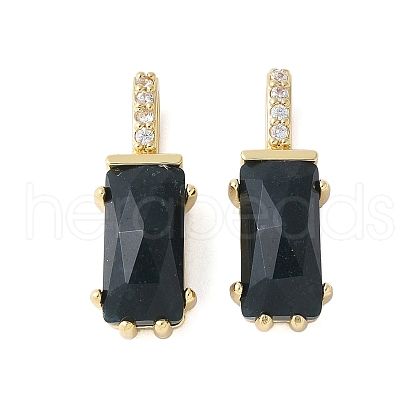 Brass Micro Pave Cubic Zirconia and Natural Black Agate Pendants KK-F892-45G-01-1