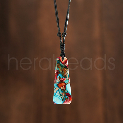 Bohemian Dyed Natural Imperial Jasper Trapezoid Pendant Necklaces EG2286-3-1