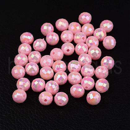 Faceted Colorful Eco-Friendly Poly Styrene Acrylic Round Beads SACR-K001-6mm-44-1