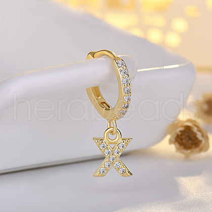 Brass Micro Pave Clear Cubic Zirconia Hoop Earrings WGE85EC-24-1