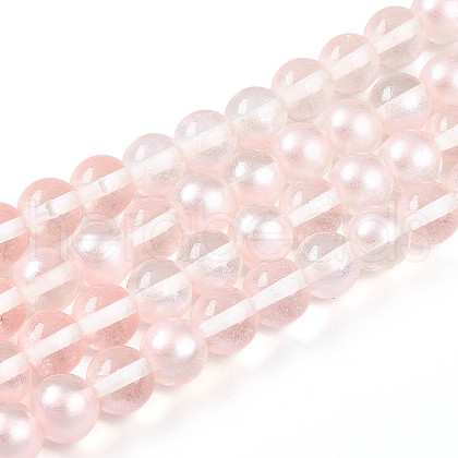 Baking Painted Transparent Glass Beads Strands DGLA-N011-10mm-03-1