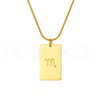 Stylish Stainless Steel 12 Zodiac Rectangle Pendant Necklaces for women GA2858-12-1