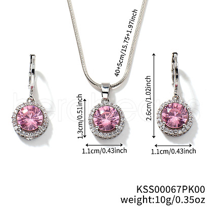 Brass Rhinestones Flat Round Jewelry Set VN0716-3-1