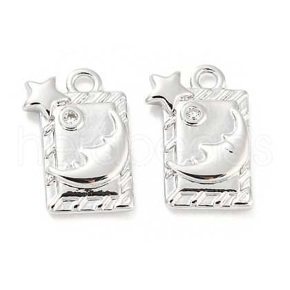 Brass Micro Pave Cubic Zirconia Charms KK-E090-09P-1