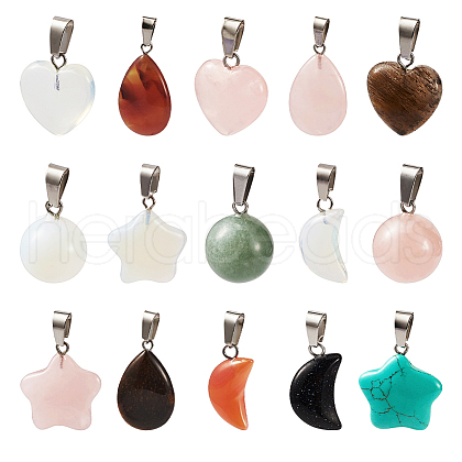 Fashewelry Natural/Synthetic Gemstone Pendants G-FW0001-01-1