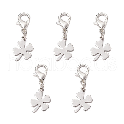 5Pcs Clover 201 Stainless Steel Pendant Decorations HJEW-JM03015-1