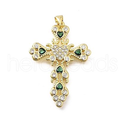 Brass Micro Pave Cubic Zirconia Pendants KK-Q066-37G-01-1