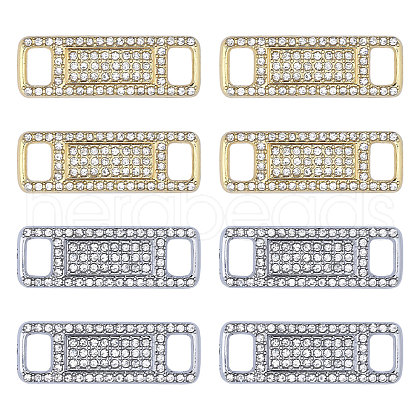 Globleland 8Pcs 2 Colors Alloy Rhinestone Shoelace Buckle FIND-GL0001-76-1