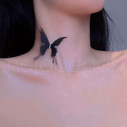 Butterfly Gauze Crystal Rhinestone Choker Necklaces FS-WG41A31-02-1
