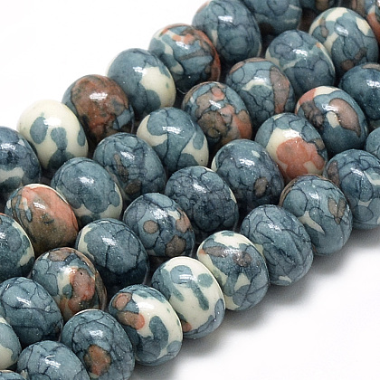 Synthetic Ocean White Jade Beads Strands X-G-S257-5x10mm-13-1