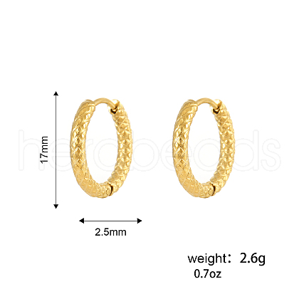Simple Stainless Steel Textured Rhombus Hoop Earrings VA8557-3-1