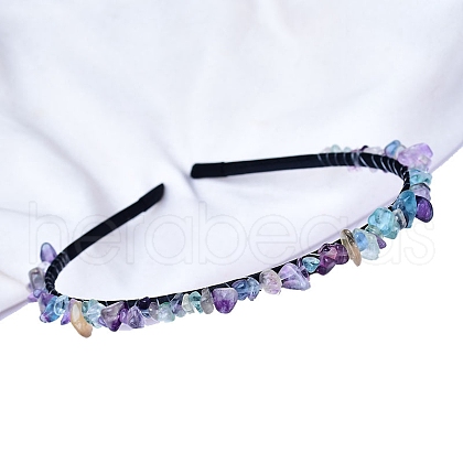 Fluorite  with Metal Hair Bands PW-WG38918-08-1