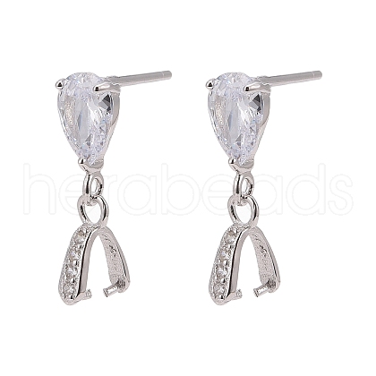 Anti-Tarnish Rhodium Plated 925 Sterling Siler Dangle Stud Earing Settings STER-K038-008P-1