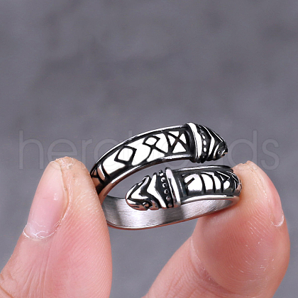 Stainless Steel Word Open Cuff Ring FIND-PW0020-16G-1