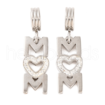 Mother's Day 304 Stainless Steel MOM European Dangle Charms STAS-B070-06P-1