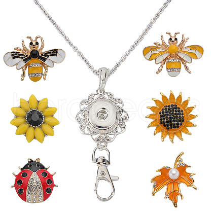 SUNNYCLUE DIY Interchangeable Flower & Bee Office Lanyard ID Badge Holder Necklace Making Kit DIY-SC0022-01-1
