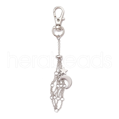 Moon Alloy Swivel Lobster Claw Clasps & Brass Cable Chains AJEW-JB01337-02-1