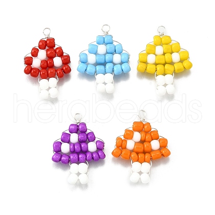 Glass Seed Bead Pendants PALLOY-TA00278-1