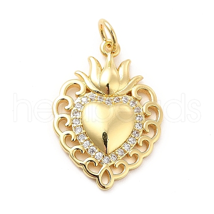 Rack Plating Brass Micro Pave Cubic Zirconia Pendants X-KK-K270-16G-1