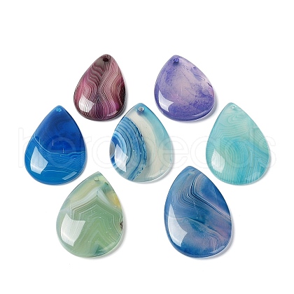 Natural Banded Agate/Striped Agate Pendants G-E601-05-1