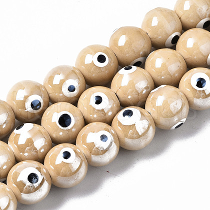 Handmade Porcelain Ceramic Beads Strands PORC-T006-02K-1