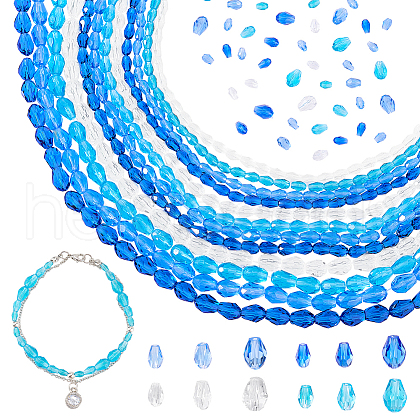 AHADERMAKER 24Strands 12 Styles Transparent Faceted Glass Beads GLAA-GA0002-04-1