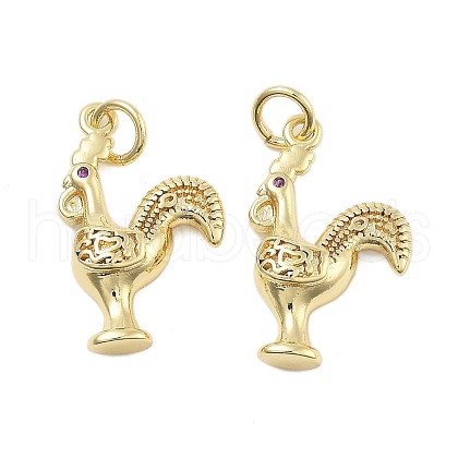 Brass With Cubic Zirconia Pendants KK-Q006-02G-1