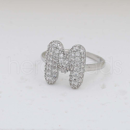 Brass Micro Pave Clear Cubic Zirconia Cuff Rings FS-WG17FF6-13-1