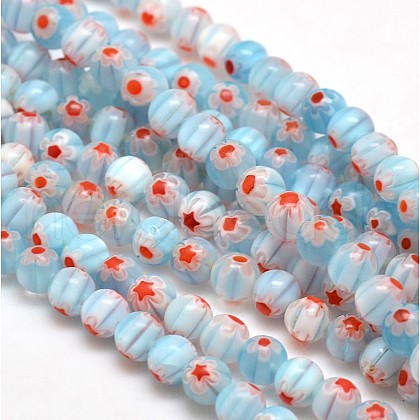 Round Millefiori Glass Beads Strands LK-P001-22-1