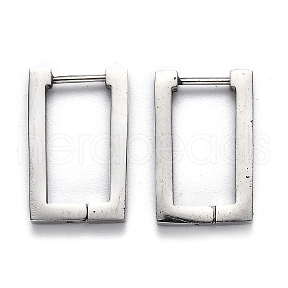 304 Stainless Steel Rectangle Huggie Hoop Earrings STAS-J033-10B-P-1