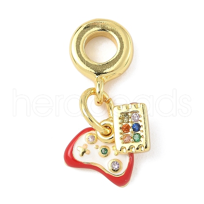 Brass Enamel European Dangle Charms KK-I355-22G-01-1