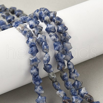 Natural Blue Spot Jasper Star Beads Strands G-Z080-A06-1