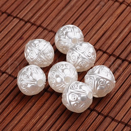 Round Acrylic Imitation Pearl Beads X-OACR-O002-3390-1