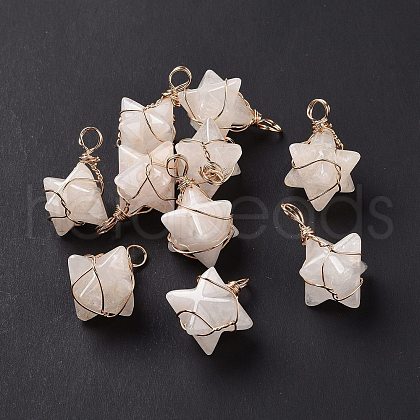 Natural Quartz Crystal Copper Wire Wrapped Pendants G-B041-02G-19-1