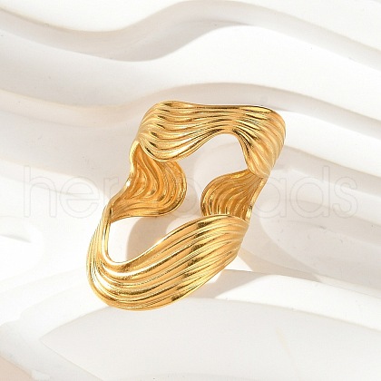 Irregular 304 Stainless Steel Open Cuff Rings RJEW-M070-01G-1