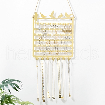 Rectangle with Bird Iron Wall Mounted Jewelry Display Rack ODIS-Q042-05G-1
