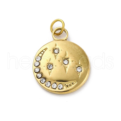 304 Stainless Steel Rhinestone Pendants STAS-E550-08G-1