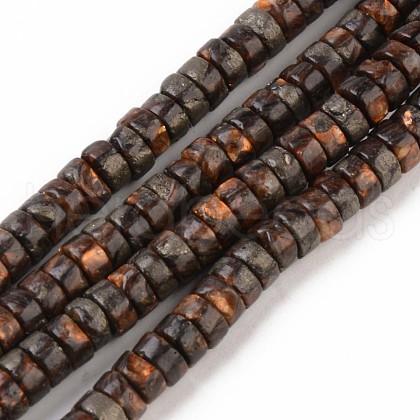 Natural Bronzite & Pyrite Beads Strands G-T111-12-1