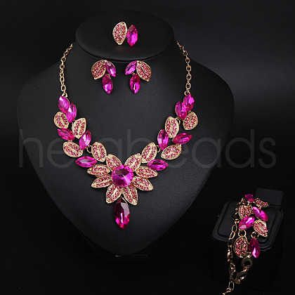 Leaf Alloy Glass Jewelry Sets for Women FS-WG27195-05-1