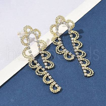 Brass Rhinestones Stud Earrings AJEW-D307-01G-1