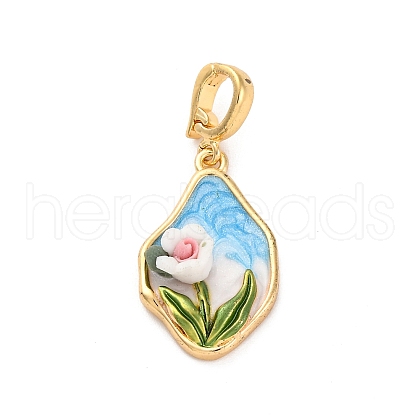 Brass Enamel Pendants KK-S502-03G-1