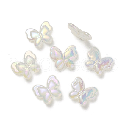 UV Plating Rainbow Iridescent Imitation Jelly Acrylic Beads OACR-K003-012F-1