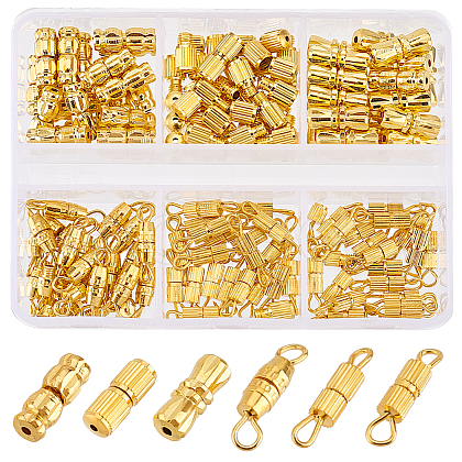   120Pcs 6 Styles Brass Screw Clasps KK-PH0010-75-1