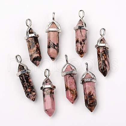 Natural Rhodonite Double Terminated Pointed Pendants X-G-F295-05D-1