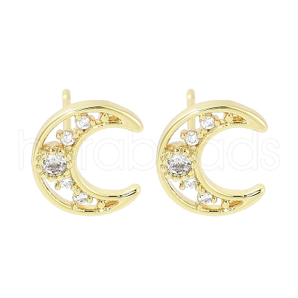 Brass Pave Clear Cubic Zirconia Stud Earring EJEW-S217-G08-1